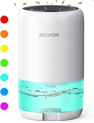 Dehumidifier 1000ml, SEAVON 35oz for Home 2500 Cubic Feet (280 sq ft) with 7 Color LED Light with Two Working Mode for Basements, Bedroom, Bathroom, RV