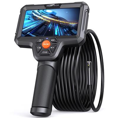 DEPSTECH 5" IPS Display Endoscope, Dual Lens Inspection Camera with Light, 7.9 mm HD Borescope, Sewer Camera with LED Flashlight, 32 GB, 5000 mAh Battery, Carrying Case, Detachable Snake Camera-16.5ft