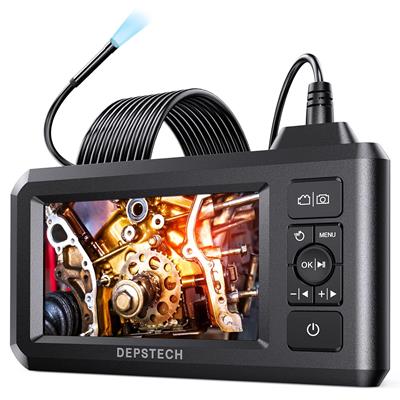 DEPSTECH Single lens Endoscope, 5.5mm 1080P HD Digital Borescope Inspection Camera, 4.3 Inch LCD Screen, IP67 Waterproof Snake Camera with 6 LED Lights, 16.5ft Semi-Rigid Cable, 32GB Card