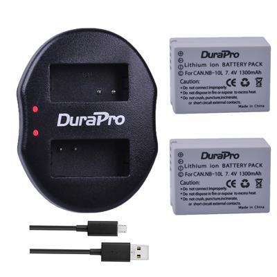DuraPro USB Dual Charger With Two Batteries  (NB-10L)