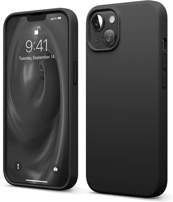 elago Liquid Silicone Case Compatible with iPhone 13 (6.1 inches), Premium Silicone Case, Full Protection Case – Shockproof Cover with 3 Structures, Soft Microfibre Prevents Scratches (Black)