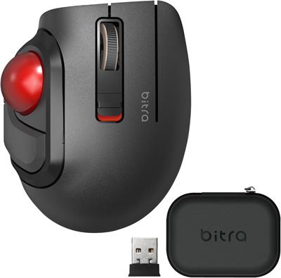 ELECOM bitra Mobile Trackball Mouse, 2.4Ghz Wireless, Thumb Control, Small Size, with Semi-Hard Case, Silent Click, Ergonomic Design, 5-Button
