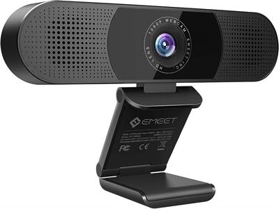 EMEET 3 in 1 Webcam C980 Pro Webcam 1080P, 2 Speakers & 4 Built-in Omnidirectional Microphones Arrays, Webcam with Microphone for Video Conferencing Streaming, Noise Reduction, Plug & Play, w/Cover