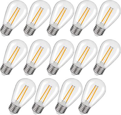 EMITTING 14 Pack LED S14 Replacement Light Bulbs, 2W Shatterproof Waterproof Outdoor String Light Bulbs,E26 Regular Base,2200K Warm White