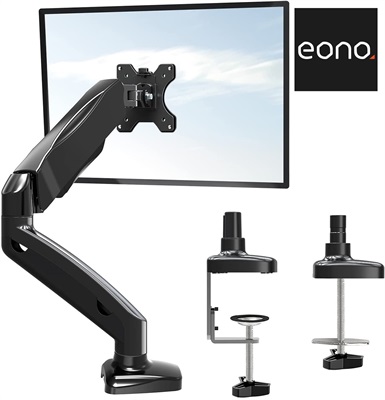 Eono Single Monitor Arm Desk Mount Height Adjustable Gas Spring Arm PC Monitor Stand