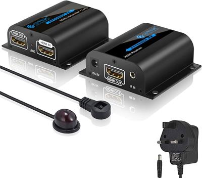 eSynic HDMI Extender Over Ethernet RJ45 CAT6/6a/7 Cable IR Signal Transmission 1080P 60m
