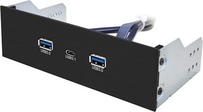 EZDIY-FAB 2-Port USB3.0 Type A and USB3.1 Type C GEN 2-5.25 inch Front Panel USB Hub with 20 pin Connector- 73 cm Cable, Metal Front Panel USB Hub