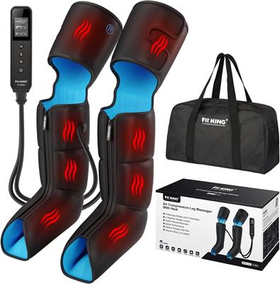 FIT KING Leg Massager with Heat for Circulation Upgraded Full Leg and Foot Compression Boots Massager to Relieve Pain, Swelling, Edema, RLS- Built-in Pressure Sensor & LCD Display