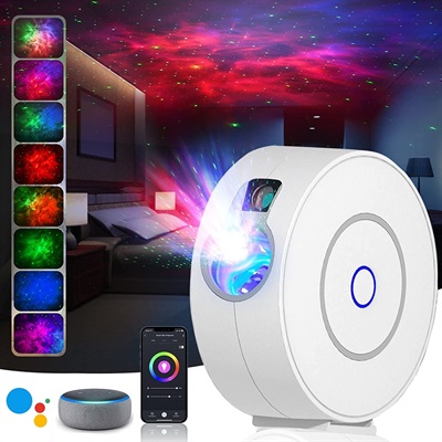 Galaxy Projector WiFi Star Projection Laser Night Light with Timer Function/Voice Control/APP Control with 16 Colors RGB Dimming [Energy Class A+]