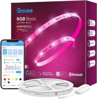 Govee RGB LED Strip Lights 10m Smart WiFi App Control Work with Alexa and Google Assistant, Colour Changing, Music Sync