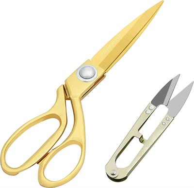 Handi Stitch Gold Tailor Dressmaking Scissors & Yarn Thread Snippers Heavy Duty 20.32cm/8 Inch Stainless Steel Sharp Shears - Cutting Fabric, Clothes, Leather, Denim, Altering, Sewing & Tailoring