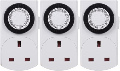 HBN 24 Hour Plug-in Timer Switch Socket 3 Pack