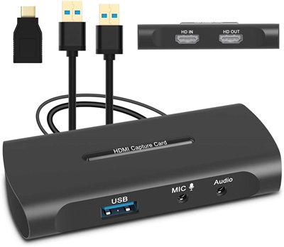 HDMI Capture Card, HD Game Capture HDMI to USB Video Capture Device 