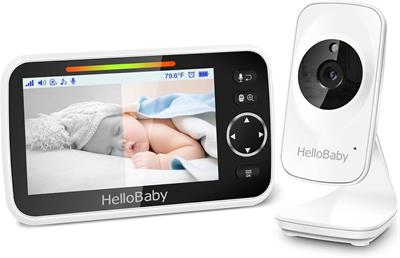 HelloBaby Baby Monitor, Baby Monitor with Camera and Audio, 5'' Color LCD Screen, Infrared Night Vision Camera,VOX Mode, Temperature Display, Lullaby, Two Way Audio