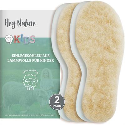 Hey Nature 2 pairs of lambswool insoles winter warm shoe insoles wellies children (Size: 34/35)