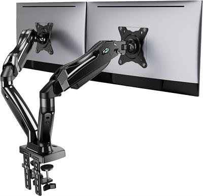 HUANUO Dual Monitor Stand Adjustable Spring Monitor Desk Mount for 13-27 inch, Holds Max 14.3lbs