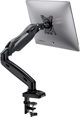 HUANUO Single Monitor Arm, Monitor Desk Mount Fits 17 to 27 Inch, Adjustable Monitor Stand Holds 14.3lbs, Gas Spring Computer Monitor Arm