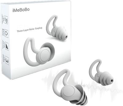 iMeBoBo Ear Plugs for Sleep 3 Layers Noise Reduction EarPlugs for Sleeping Noise Cancelling Reusable Silicone (White)