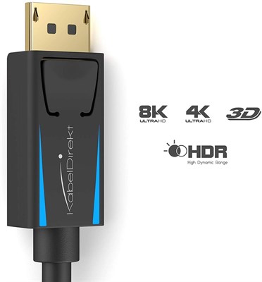 KabelDirekt – 8K DisplayPort cable version 1.4 (supports 8K 60 Hz, 4K 120 Hz, HBR3, DSC, HDR10, DP8K
