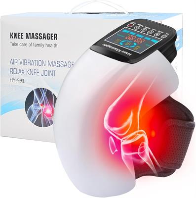 Knee Massager 3 in 1 with Adjustable Temperature, Vibration, Red Light for Knee Stiffness and Discomfort Cordless with LED Large Screen