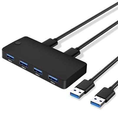 LB Parts USB 3.0 Switch, 2 in 4 Out USB 3.0 Parts Switch Box KM Switch Portable Output Peripheral Share Switch 2 PC with 2 USB 3.0 Cables / 1 Charging Cable for Printer, Scanner, Keyboard, Mouse, USB Sticks.