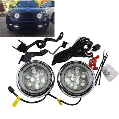 NSlumo LED Rally Driving Lights with Halo Ring LED Daytime Running Lamp Assembly