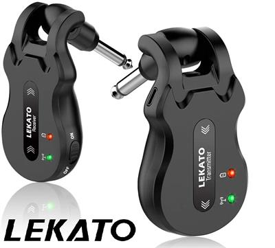 LEKATO 5.8Hz Wireless Guitar System, Electric Guitar Transmitter Receiver, 4 Channels, Transmission Range, Rechargeable High Frequency Battery