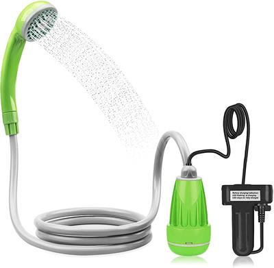 LIBERRWAY Camping Shower Pump Outdoor and Indoor Use with Rechargeable Battery, 1.8 m Shower Hose