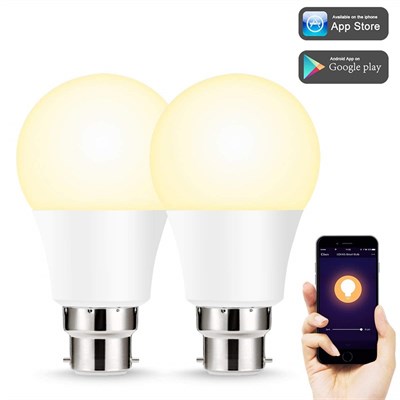 Smart Wifi LED Bulb Dimmable Light Warm White 3000K Compatible with Alexa Google Home 8 Watt Pack of