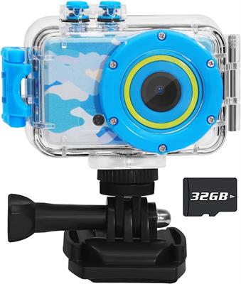 Luoba Kids Digital Camera Waterproof Children FHD Video Toy Camera with 32GB SD Card(Blue)