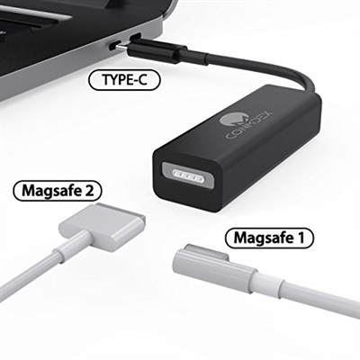 Conmdex  Magsafe1/2 USB C Adapter Converter Support USB PD 2.0 Fast Charge (Black)