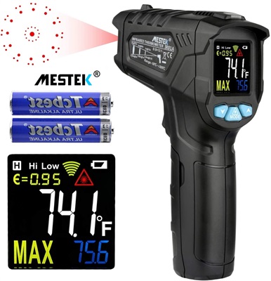MESTEK Infrared Thermometer Non-contact digital laser thermometer with color LCD display