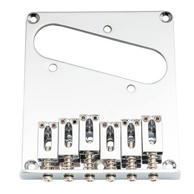 Musiclily Pro 52.5mm Guitar Telecaster Bridge Assembly with 6 Brass Saddles for Tele Style, Chrome