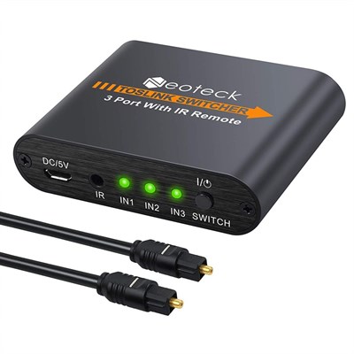 Neoteck 3x1 SPDIF Toslink Switch Box With IR Remote Control