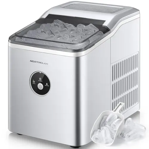 NORTHCLAN Countertop Ice Cube Maker with LED Display, 9 Ice Cubes Ready in 8 Minutes, Make 12kg 24 Hrs, 2L Water Tank, With Ice Scoop & Basket for Home/Office/Bar (Silver)