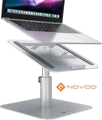 NOVOO Laptop Stand Adjustable, 360° Rotating, Angle&Height Adjustable Laptop Stand Ergonomics Computer Stand Ventilated Laptop Riser
