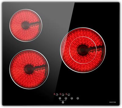 Ceramic Hob Noxton Glass Electric Stove with 3 built-in hobs, 5200 W