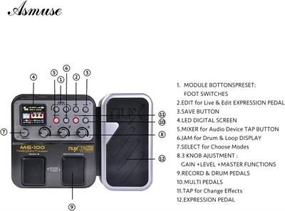 Nux Mg Modeling Guitar Effect Processor Multi Effect Pedal Drum Tuner Recording Chord Multi