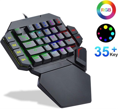 One Handed Mechanical Gaming Keyboard K50 RGB Backlit With Wrist Rest 35 Keys Support Macro Recording/Deletion