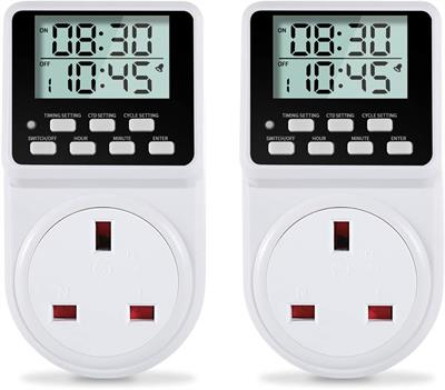 ORIDGET 24 Hour Digital Electric Timer Plug Socket with On-Off Repeat Cycle Timer, Daily Program and Countdown , 13A / 240V