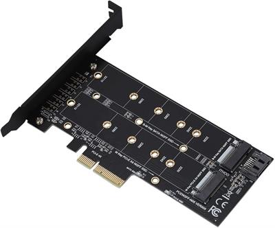 PCI-E 4X to M.2 NVMe NGFF SSD Adapter Card B-key+M-key Expansion Card, Dual Interface