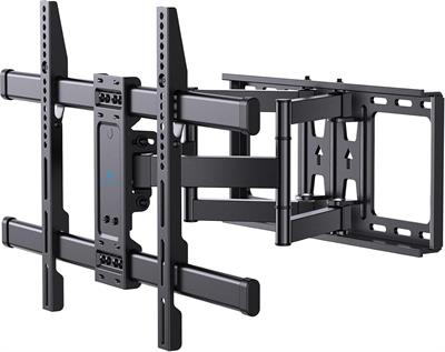 PERLESMITH Full Motion TV Wall Mount for 37-82 inch TVs up to 132 lbs, Max VESA 600x400mm, TV Bracket with Dual Articulating Arms, Tilt, Swivel, Extension, 16" Wood Studs, PSLFK1