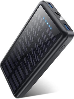 Solar Power Bank External Battery Pack 15 W 3.0 A USB C Output & Input 30800 mAh