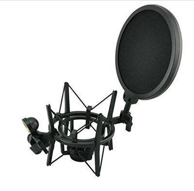 Professional Microphone Shock Mount with Pop Shield Filter Screen SH-100