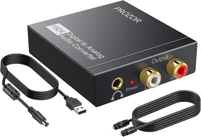 PROZOR 192KHz Digital to Analog Audio Converter DAC Digital SPDIF Optical to Analog