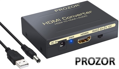 PROZOR HDMI Audio Extractor HDMI to HDMI + Optical SPDIF/ Toslink RCA L/R Audio Extractor-HD Digital