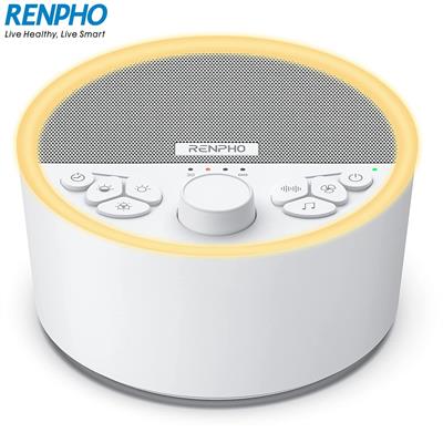 RENPHO White Noise Machine with Night Light for Baby Sleep, Sleep Machine Non-looping 29 HI-FI Soothing Sounds