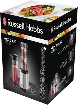 Russell Hobbs Mix&Go Steel Blender/Stand Mixer Smoothie Maker including 2 drinking bottles 600 ml