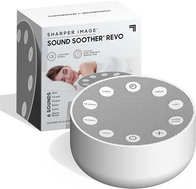Sharper Image Sleep Therapy White Noise Machine, Soothing Nature Sounds for Baby Kid Adult, Portable Relaxation Wellness Meditation and Naps, Peaceful Rest Sleep Aid, Holiday Gift, Grey