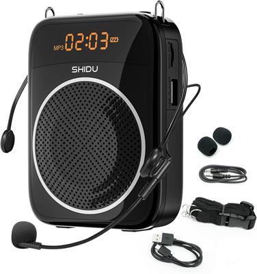 SHIDU Portable Voice Amplifier for Teacher with Microphone Headset 2000 mAh Personal Speaker Support MP3 LED Screen S298